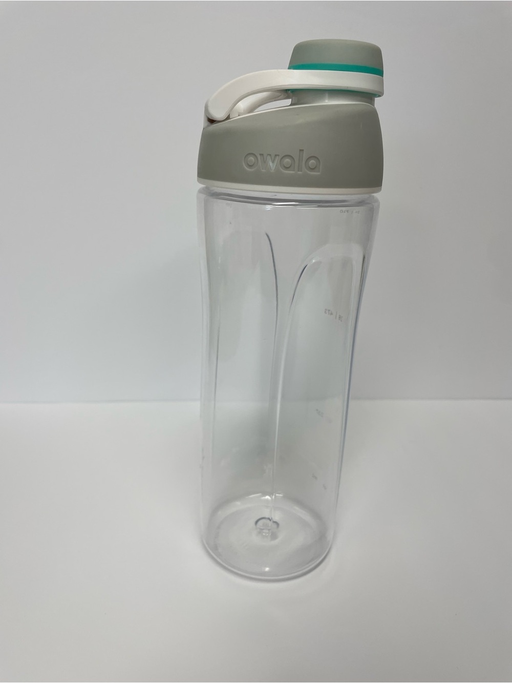 Owala Clear Water Bottle with Gray Mint Accent
